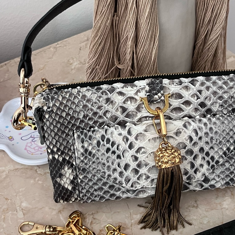 Authentic Python Black And Gray Handbag - image 3